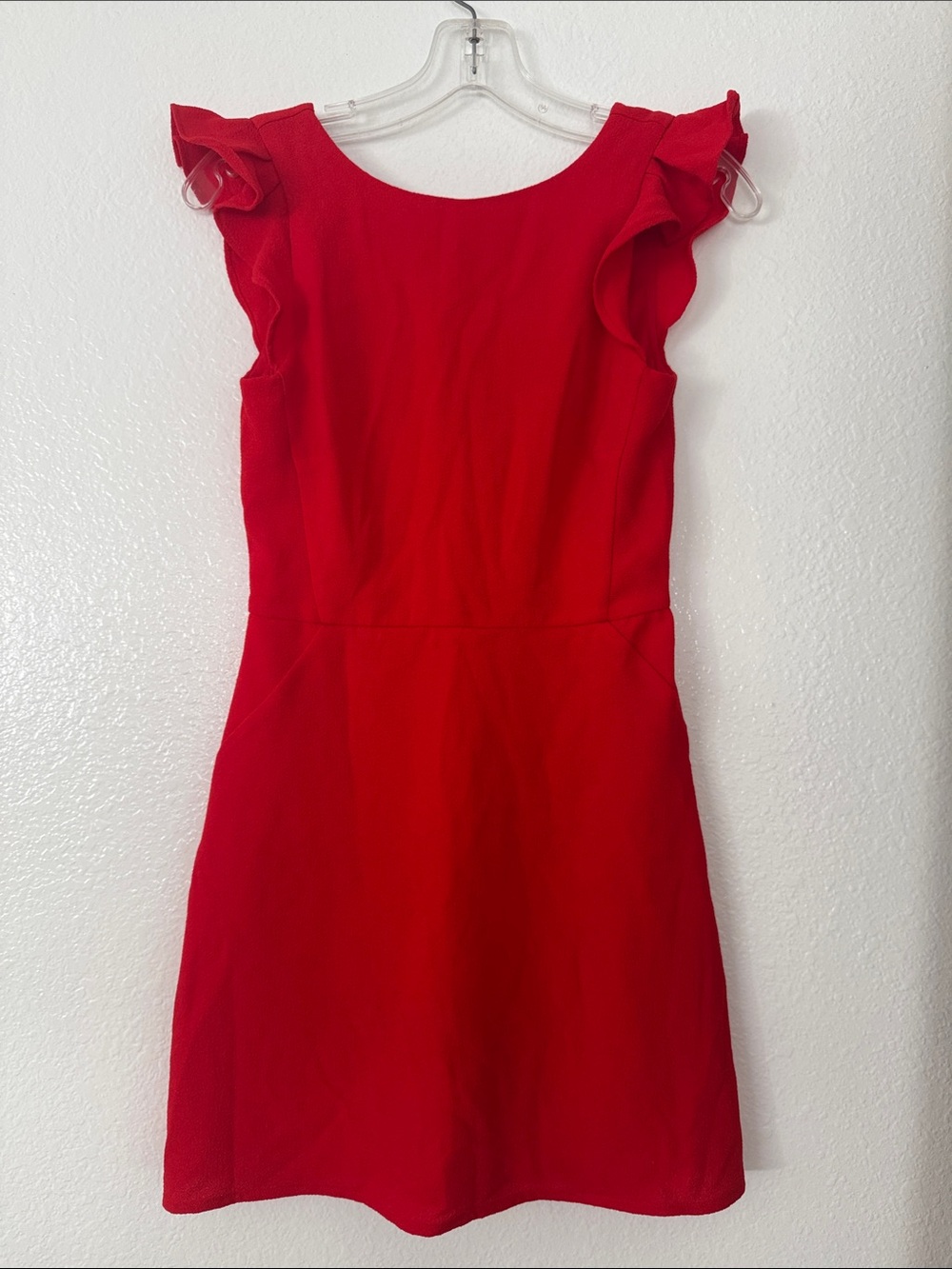 Red Ruffle Sleeve Dress